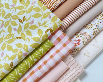 Sweet Dreams Curated Bundle | Pink Beige Lime Floral Quilt Fabric | Velvet Willow | Soft Pastel Colors | Various Art Gallery Fabrics