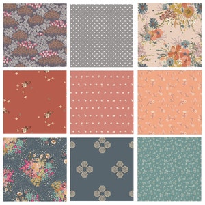 Gemstone Garden Custom Bundle | Rich Earth Tones Floral Fabrics | Garden Flowers | Little Clementine | Rust Gray Blue | Art Gallery Fabrics