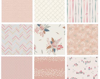 Pink and Gray Baby Girl Quilt Bundle | Simple Delicate Patterns | Fat Quarters | Half Yard Bundle | Amy Sinibaldi | Various AGF Designers