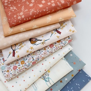 Out on a Limb Curated Bundle | Peach Blue Ivory |  Warm Cool Colors | Quilt Fabrics with Birds | Various Art Gallery Fabrics and Designers