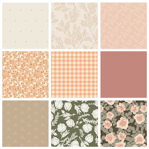 A Rose is a Rose Curated Bundle | Peach Tan Sage | Earthy Colors | Quilt Fabrics with Flowers | Various Art Gallery Fabrics and Designers