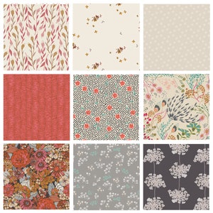 Tea and Biscuits Curated Bundle | Indie Folk Earthen | Gray Gold Red Florals | Various Art Gallery Fabrics Designers and Collections