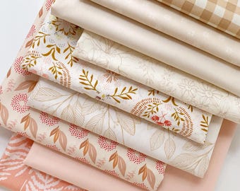 Whispering Field Curated Bundle | Pastel Colors | Tan Cream Pink Floral Quilt Fabrics | Various Art Gallery Fabrics and Designers
