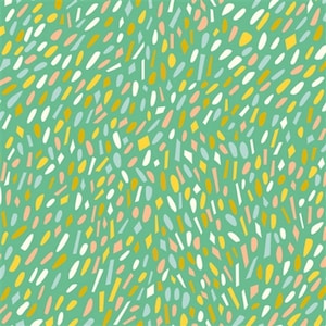 Happy Spots Green | Happy Town | By the 1/2 Yard | Organic Cotton Quilt Fabric for Nursery | Birch Fabrics