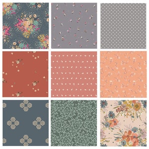 Gemstone Garden Custom Bundle | Rich Earth Tones Floral Fabrics | Garden Flowers | Little Clementine | Rust Gray Blue | Art Gallery Fabrics