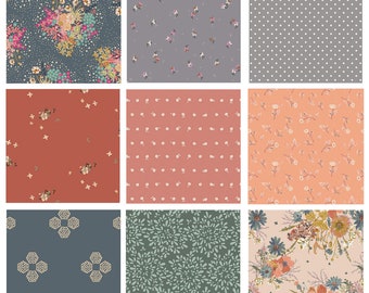 Gemstone Garden Custom Bundle | Rich Earth Tones Floral Fabrics | Garden Flowers | Little Clementine | Rust Gray Blue | Art Gallery Fabrics