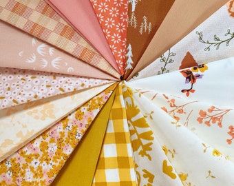 A Ray of Optimism Curated Bundle | Pastel Quilt Fabrics | Sienna Yellow Pink Orange | Floral Prints | Various AGF Prints and Solids