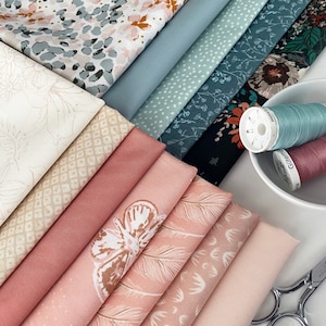 Spring in Your Step Curated Bundle | Green Blush Floral Quilt Fabric | Velvet Gathered | Soft Spring Colors | Various Art Gallery Fabrics