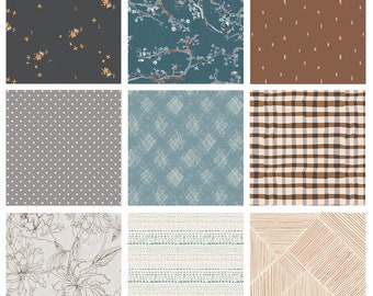 Reading Nook Curated Bundle | Gray Blue Brown | Quiet Dark Colors | Various Art Gallery Fabrics and Designers