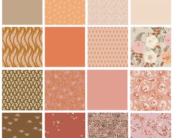 Rosy Disposition Curated Bundle | Boho Quilt Fabrics | Sienna Pink Orange Floral Quilt | Earthy Colors | Various AGF Prints and Solids