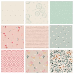 Summer Field Custom Bundle | Mint Peach Pink Floral Fabrics in Fat Quarters and Half Yards | Littlest | Signature | Art Gallery Fabrics
