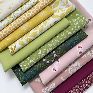 Catching Rays Curated Bundle | Green Yellow Purple Floral Quilt Bundle | Various Art Gallery Designers and Collections