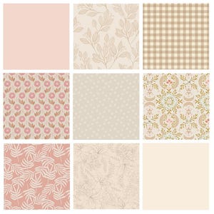 Whispering Field Curated Bundle | Pastel Colors | Tan Cream Pink Floral Quilt Fabrics | Various Art Gallery Fabrics and Designers