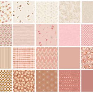 Pots and Petals Curated Bundle | Brown Peach Pink Floral Fabrics | Fat Quarter Half Yard Bundles | Rosewood Fusion | Art Gallery Fabrics
