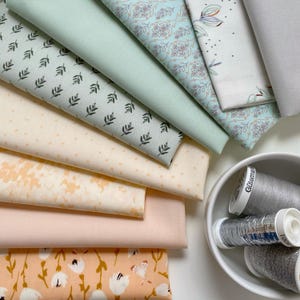 Ever So Gently Curated Bundle | Pastel Colors | Green Peach Gray Floral Quilt Fabrics | Various Art Gallery Fabrics and Designers