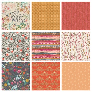Boho Floral Quilt Bundle | Indie Folk Pat Bravo Fabrics | Traditional Patterns | Gray Pink Red Quilt Assortment | Art Gallery Fabrics