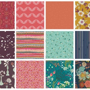 Brazenly Boho Curated Bundle | Gemstone Colored Fall Fabric Bundle | Modern Floral Fat Quarters | Art Gallery Fabrics
