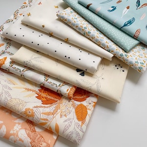 The Birds and the Bees Curated Bundle | Rust Black Cream Blue Floral Quilt Fabrics | Various Art Gallery Fabrics and Designers