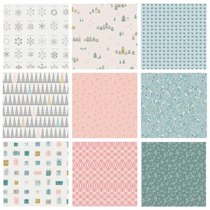 Present Moment Curated Bundle | Christmas Fabrics in Blue Green Pink | Holiday Bundle | Various Art Gallery Designers and Collections