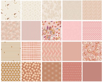 Pots and Petals Custom Bundle | Brown Peach Pink Floral Fabrics | Fat Quarter Half Yard Bundles | Rosewood Fusion | Art Gallery Fabrics