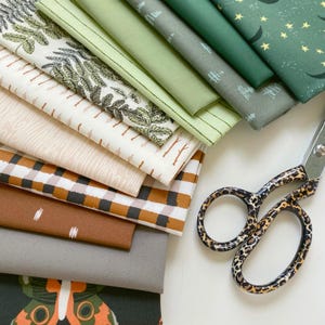 Natural Wonders Custom Bundle | Green Gray Brown Woodland Quilt Fabric | Lambkin Forest Floor | Fat Quarters for Men | Art Gallery Fabrics