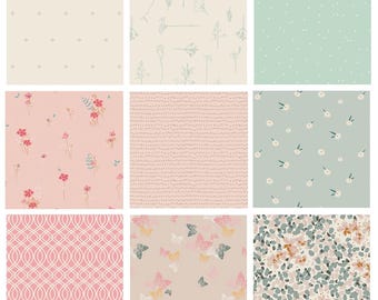 Summer Field Custom Bundle | Mint Peach Pink Floral Fabrics in Fat Quarters and Half Yards | Littlest | Signature | Art Gallery Fabrics