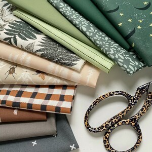 Natural Wonders Custom Bundle | Green Gray Brown Woodland Quilt Fabric | Lambkin Forest Floor | Fat Quarters for Men | Art Gallery Fabrics