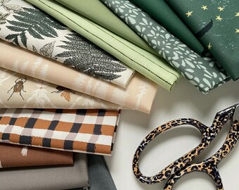 Natural Wonders Custom Bundle | Green Gray Brown Woodland Quilt Fabric | Lambkin Forest Floor | Fat Quarters for Men | Art Gallery Fabrics