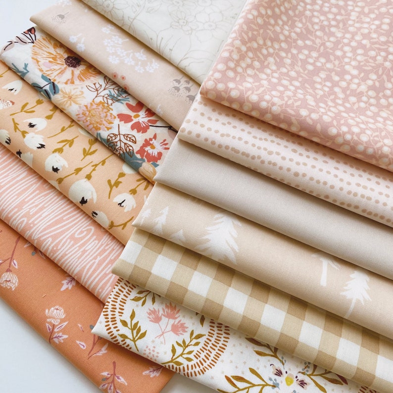 Peach Cobbler Curated Bundle Peach Beige Floral Quilt Fabric - Etsy