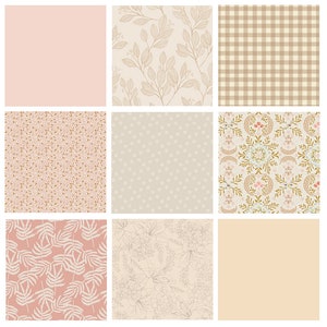 Whispering Field Curated Bundle | Pastel Colors | Tan Cream Pink Floral Quilt Fabrics | Various Art Gallery Fabrics and Designers