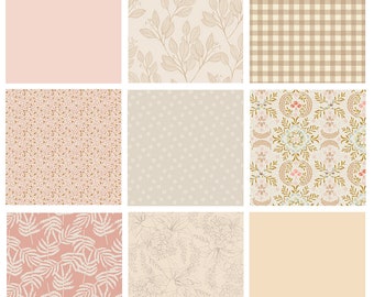 Whispering Field Curated Bundle | Pastel Colors | Tan Cream Pink Floral Quilt Fabrics | Various Art Gallery Fabrics and Designers