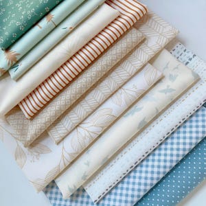 Quietly Waiting Custom Bundle | Green Blue Beige Quilt Fabric | Baby Nursery | Soft Spring Colors | Various Art Gallery Fabrics