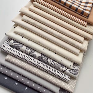 Neutral Territory Curated Quilt Bundle | Bonnie Christine AGF Studio | Neutral Colors | Tan Ivory Dark Gray | Various AGF Fabrics
