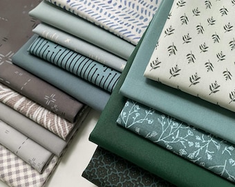 Cool as a Cucumber Curated Bundle | Blue Green Gray Fabrics | Various AGF Designers and Collections