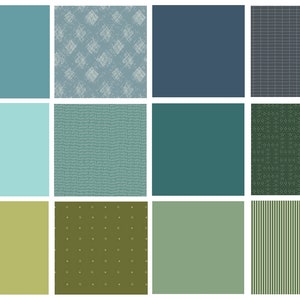 Blues and Greens Solids and Textures Bundle | Cool Colors Fat Quarters | Pure Elements by Art Gallery | Half Yard Bundle | AGF