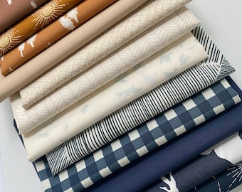 After Dark Custom Bundle | Navy Brown Woodland Quilt Fabric | Neutral Colors | Various Art Gallery Fabrics Designers and Collections