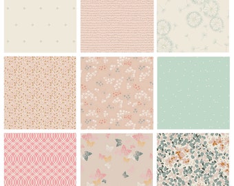 Summer Field Custom Bundle | Mint Peach Pink Floral Fabrics in Fat Quarters and Half Yards | Littlest | Signature | Art Gallery Fabrics