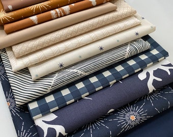 After Dark Custom Bundle | Navy Brown Woodland Quilt Fabric | Neutral Colors | Various Art Gallery Fabrics Designers and Collections