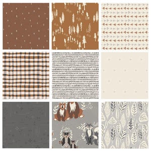 Bedtime Story Curated Bundle | Beige Gray Birch Tree Forest Floral Quilt Fabrics | Various Art Gallery Fabrics and Designers