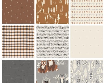 Bedtime Story Curated Bundle | Beige Gray Birch Tree Forest Floral Quilt Fabrics | Various Art Gallery Fabrics and Designers