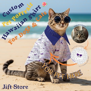 Custom Pet Aloha Shirt – Personalized Cat or Dog Face Tropical Hawaiian Shirt - Custom Clothing gift for pets