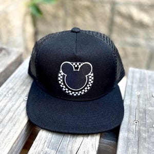 Retro Mickey Patch Snapback Trucker Hat, Mickey Customized Flat Bill Trucker Hat