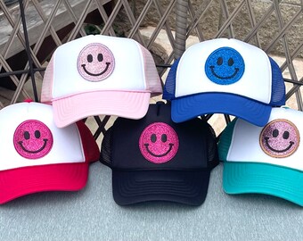 NEW White and Light Blue Trucker Hat with Pink \