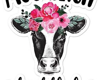 Sassy Cow Farm Decal Flowers Cute Hay Sticker Funny Sticker Car Laptop Truck
