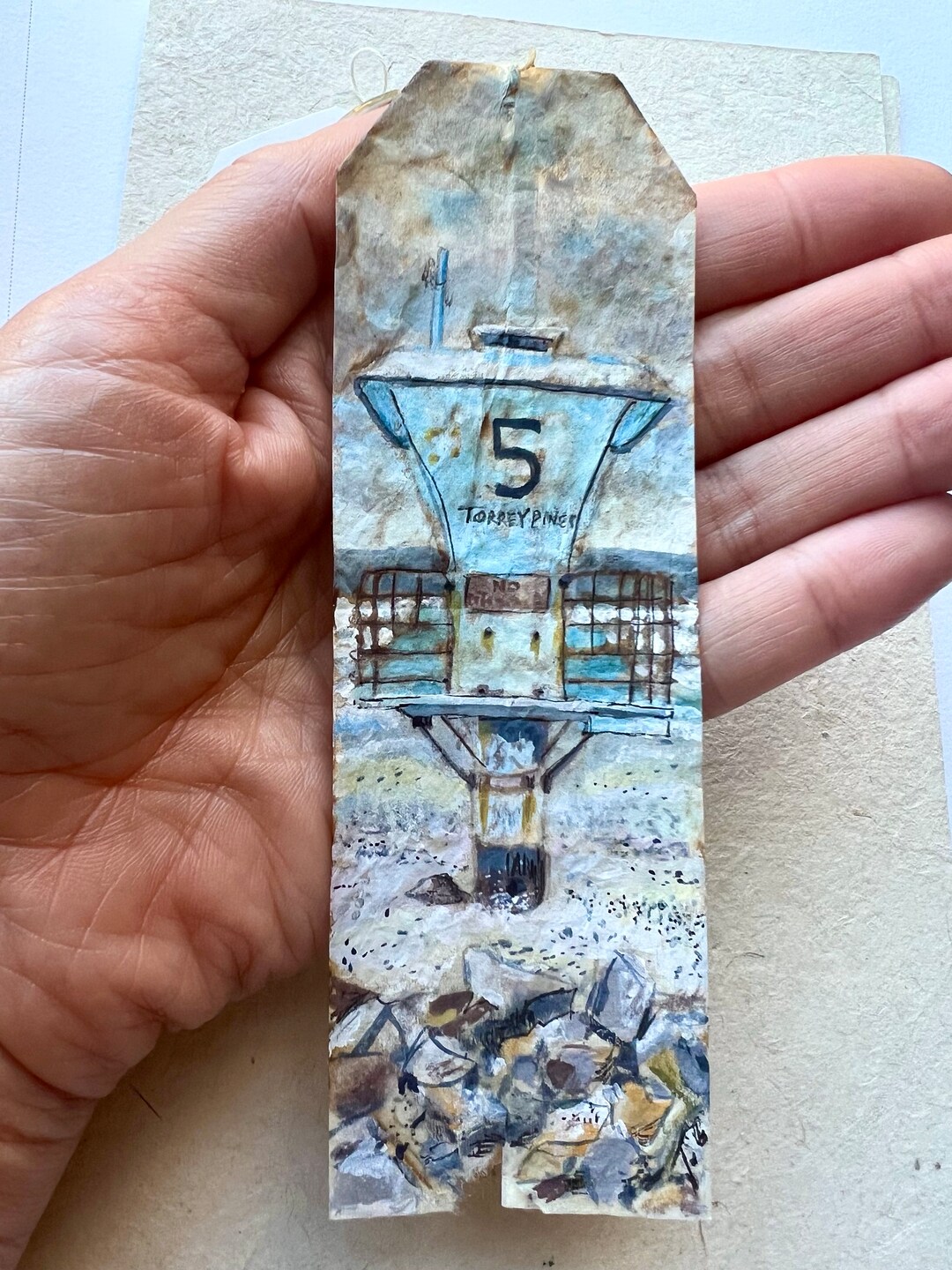 Original Tea Bag Painting, Tea Bag Art, Tiny Painting,tea Lover, Mixed