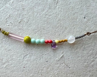 Colorful beaded necklace,modern necklace, simple necklace, cord necklace,layering necklace, everyday necklace, spring necklace, gift for her