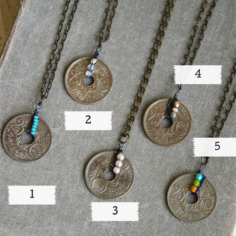 Vintage French Bohemian Coin Necklace/coin Necklace/boho Etsy