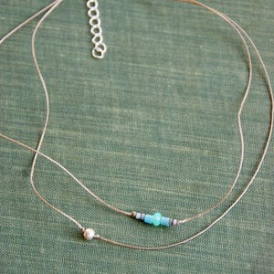 Double layered cord choker,pearl choker,string choker,beaded choker,boho choker,bohemian choker,opal choker,short necklace,layering necklace image 4