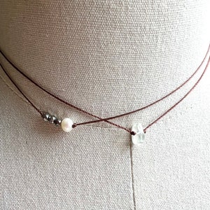 Double beaded choker, choker necklace, pearl choker, string choker, boho choker, layering necklace, layered necklace, simple necklace