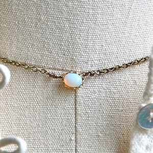 White opal choker necklace/simple necklace/opal jewelry. Tiedupmemories